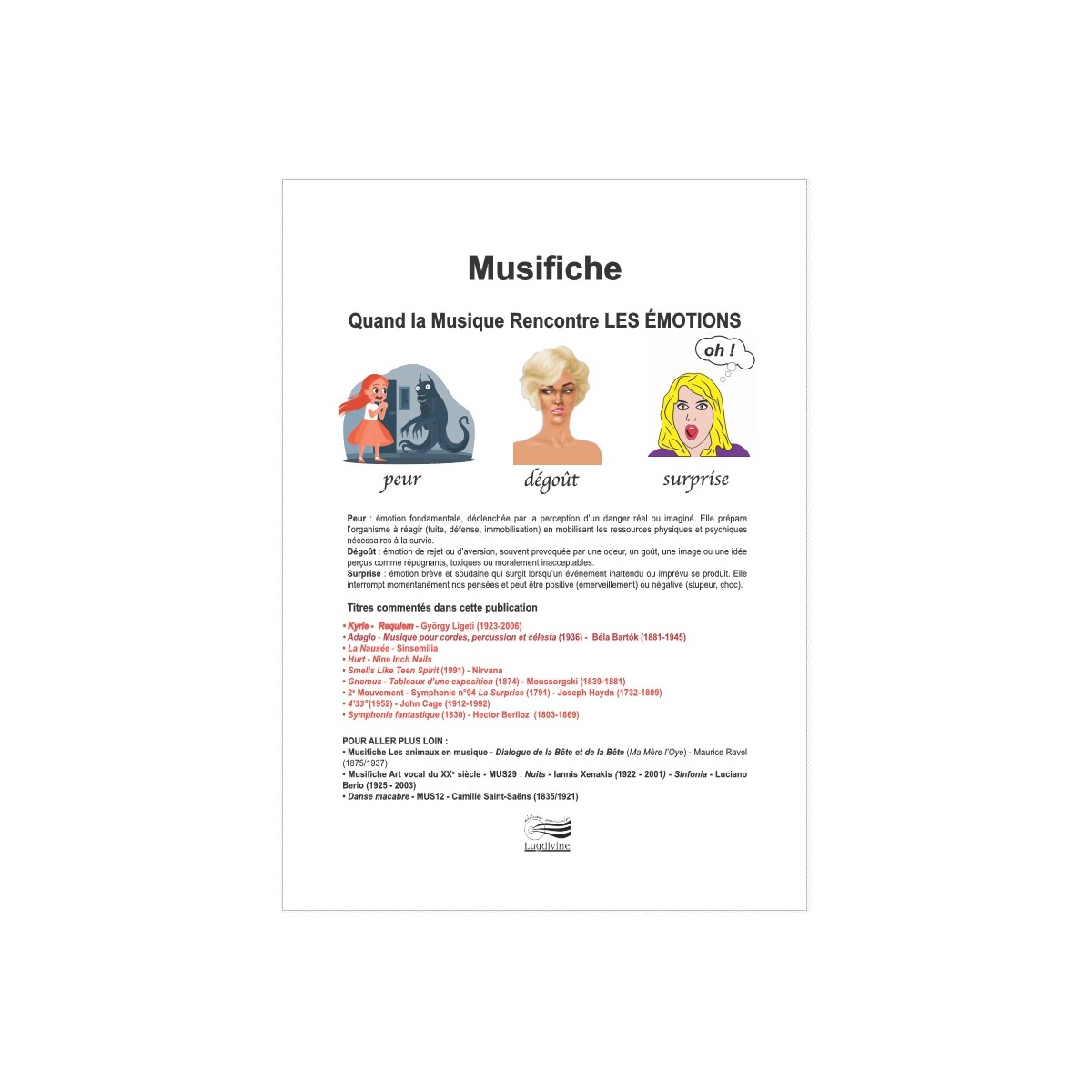 Musifiche : Les émotions 2 : peur, dégout, surprise